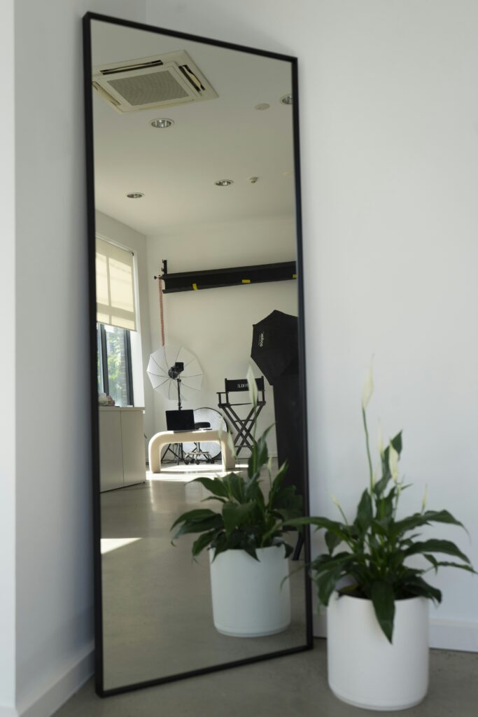 Large mirror in room 