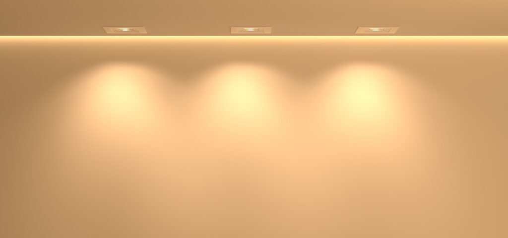 "Modern home with stylish false ceiling lights in India – featuring recessed lights (downlight)